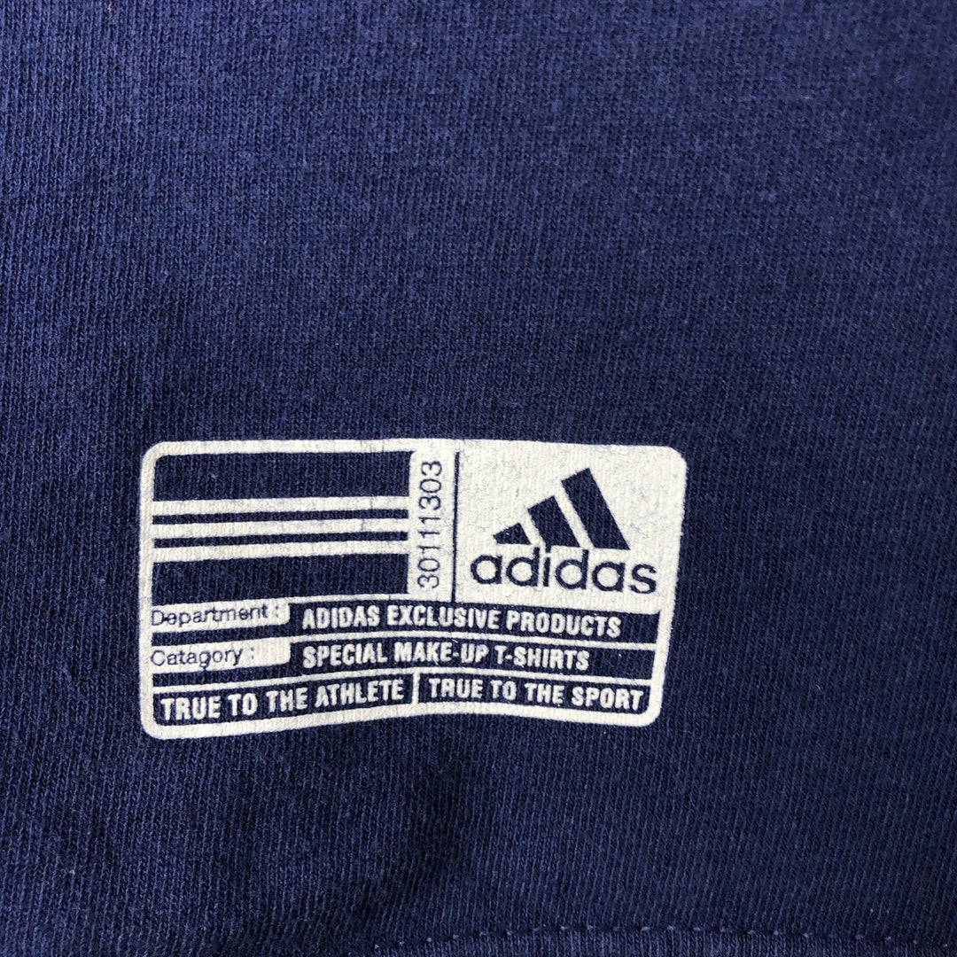 90'S Adidas logo print T-shirt, made in USA, men's size L, vintage cotton navy blue type Vintage Second Hand
