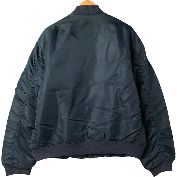 Civilian FLY CLUB MA-1 style padded military flight jacket, men's size L Nylon navy blue type Vintage Second Hand