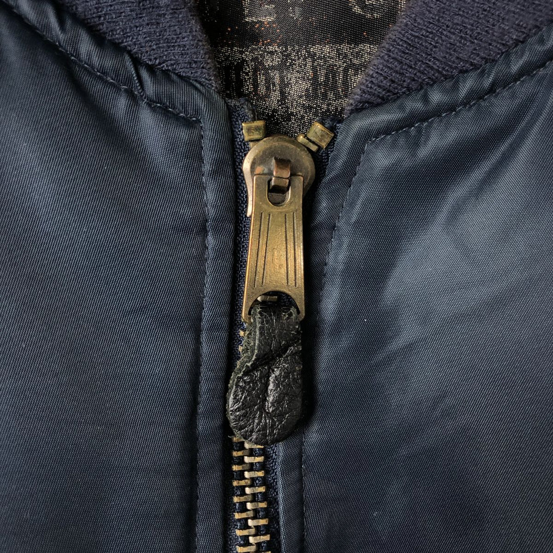 Civilian FLY CLUB MA-1 style padded military flight jacket, men's size L Nylon navy blue type Vintage Second Hand