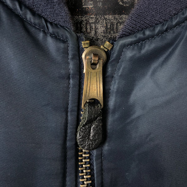 Civilian FLY CLUB MA-1 style padded military flight jacket, men's size L Nylon navy blue type Vintage Second Hand