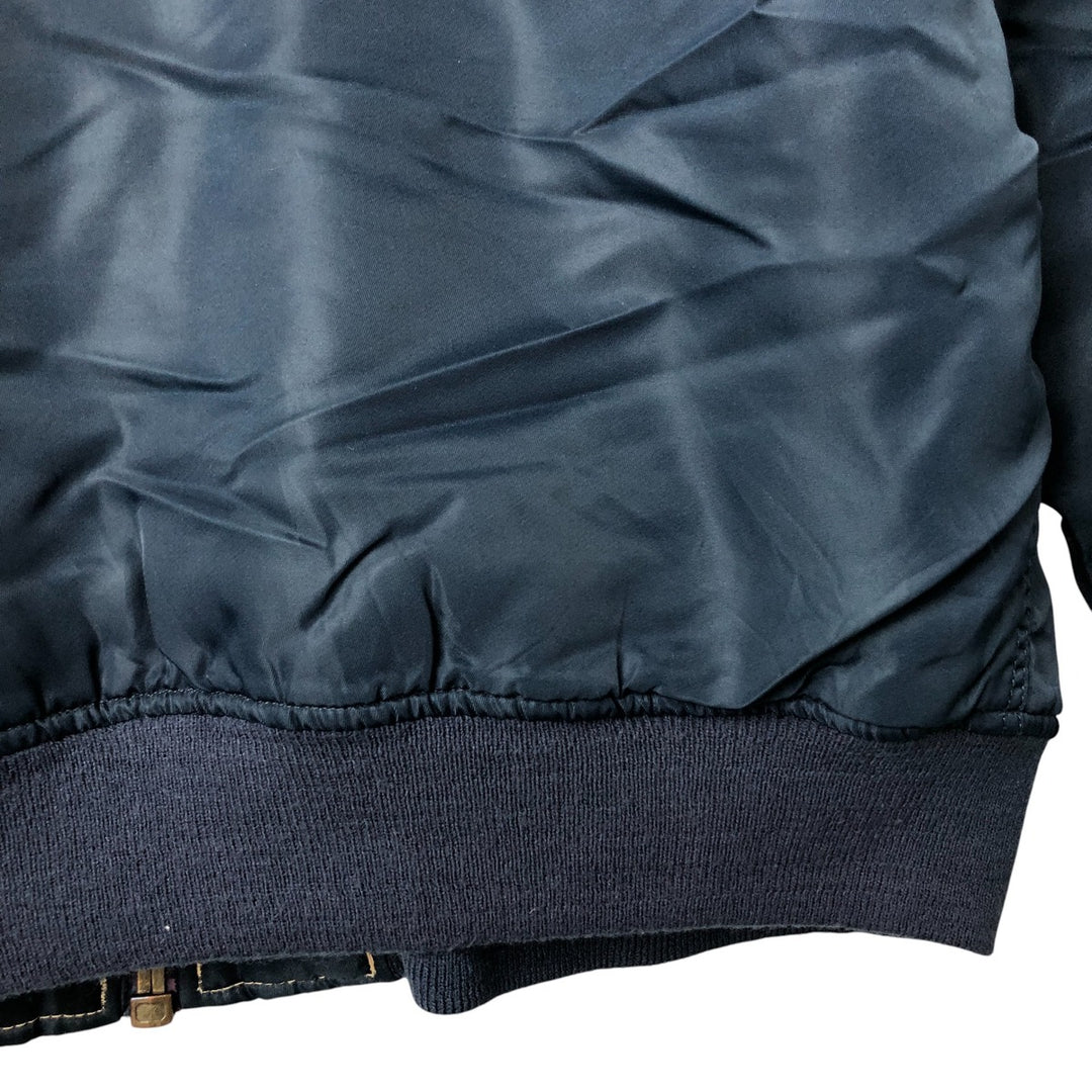 Civilian FLY CLUB MA-1 style padded military flight jacket, men's size L Nylon navy blue type Vintage Second Hand