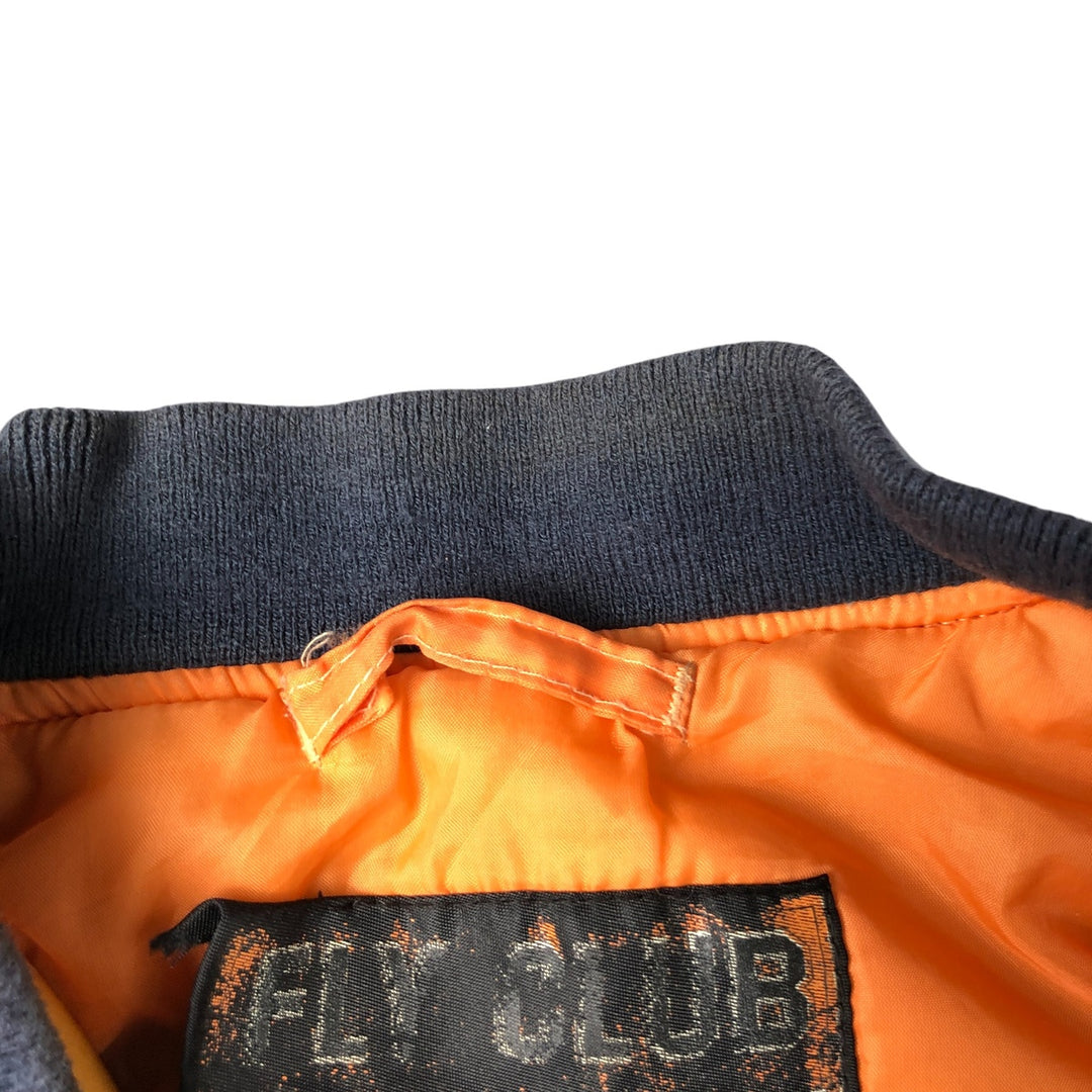 Civilian FLY CLUB MA-1 style padded military flight jacket, men's size L Nylon navy blue type Vintage Second Hand