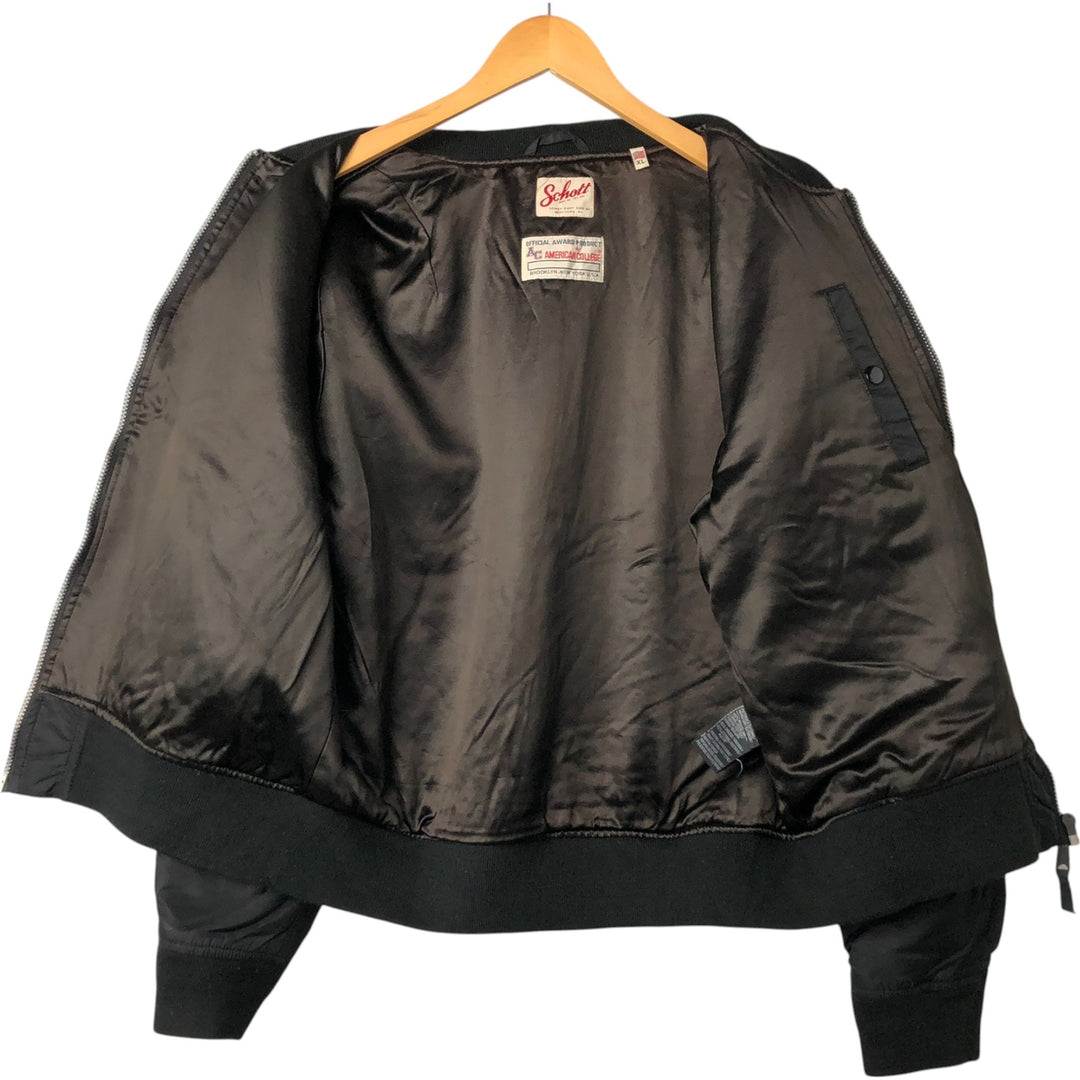 90'S civilian Schott American College MA-1 style padded military flight jacket, men's size XL Nylon black type Vintage Second Hand