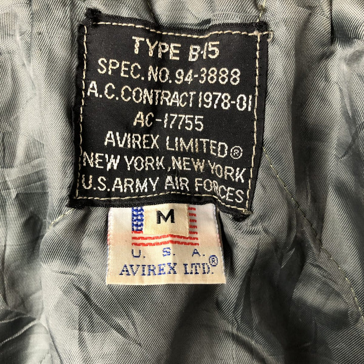 90'S civilian Avirex B-15 type padded military flight jacket, men's size M, vintage unclear Khaki type Vintage Second Hand