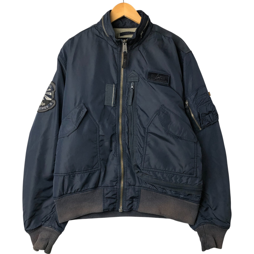 Alpha ALPHA Men's Padded Military Jacket (XXL) Nylon navy blue type Vintage Second Hand