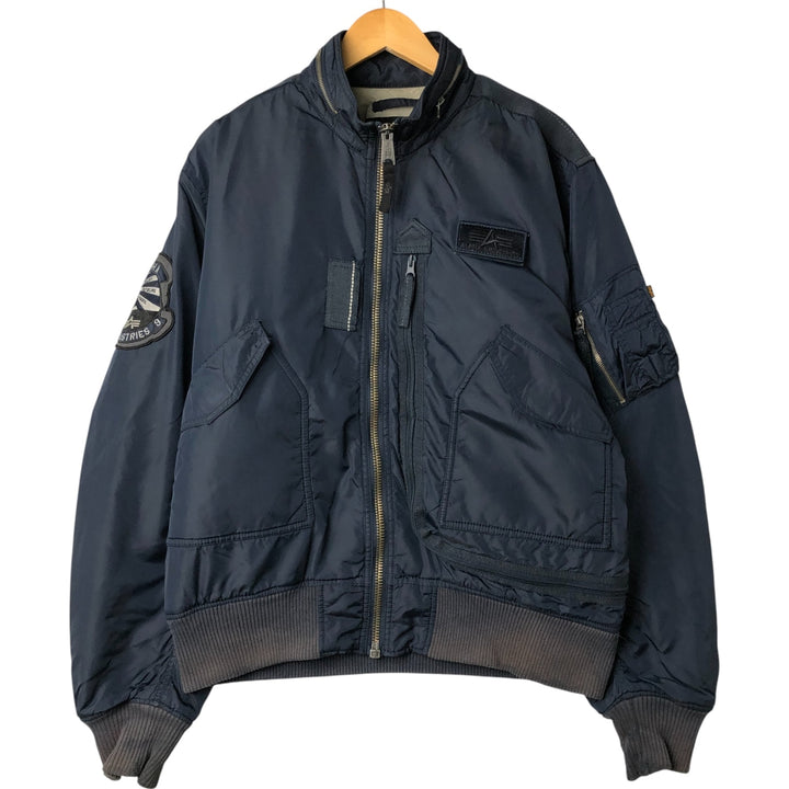 Alpha ALPHA Men's Padded Military Jacket (XXL) Nylon navy blue type Vintage Second Hand