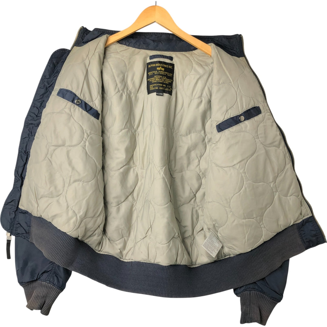 Alpha ALPHA Men's Padded Military Jacket (XXL) Nylon navy blue type Vintage Second Hand