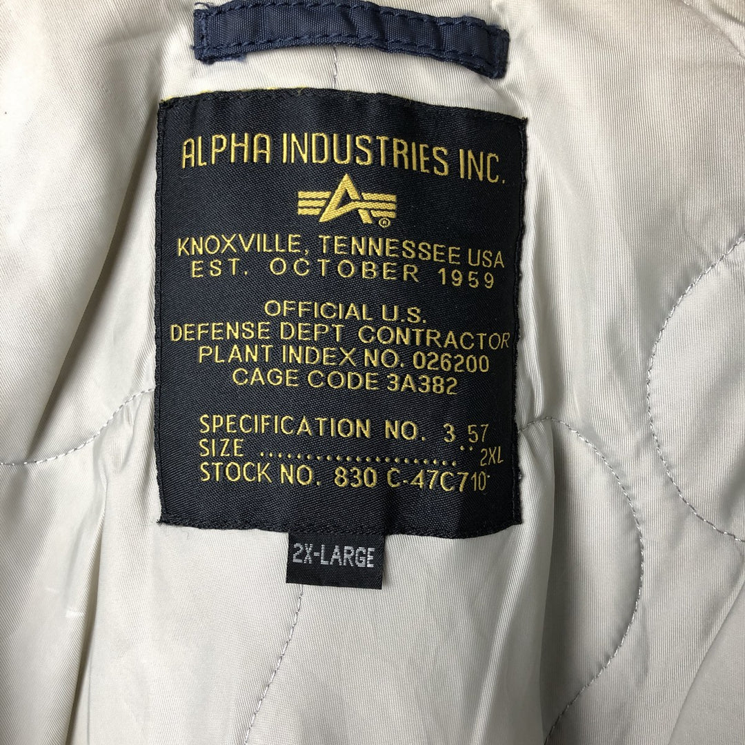 Alpha ALPHA Men's Padded Military Jacket (XXL) Nylon navy blue type Vintage Second Hand
