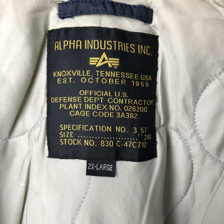 Alpha ALPHA Men's Padded Military Jacket (XXL) Nylon navy blue type Vintage Second Hand