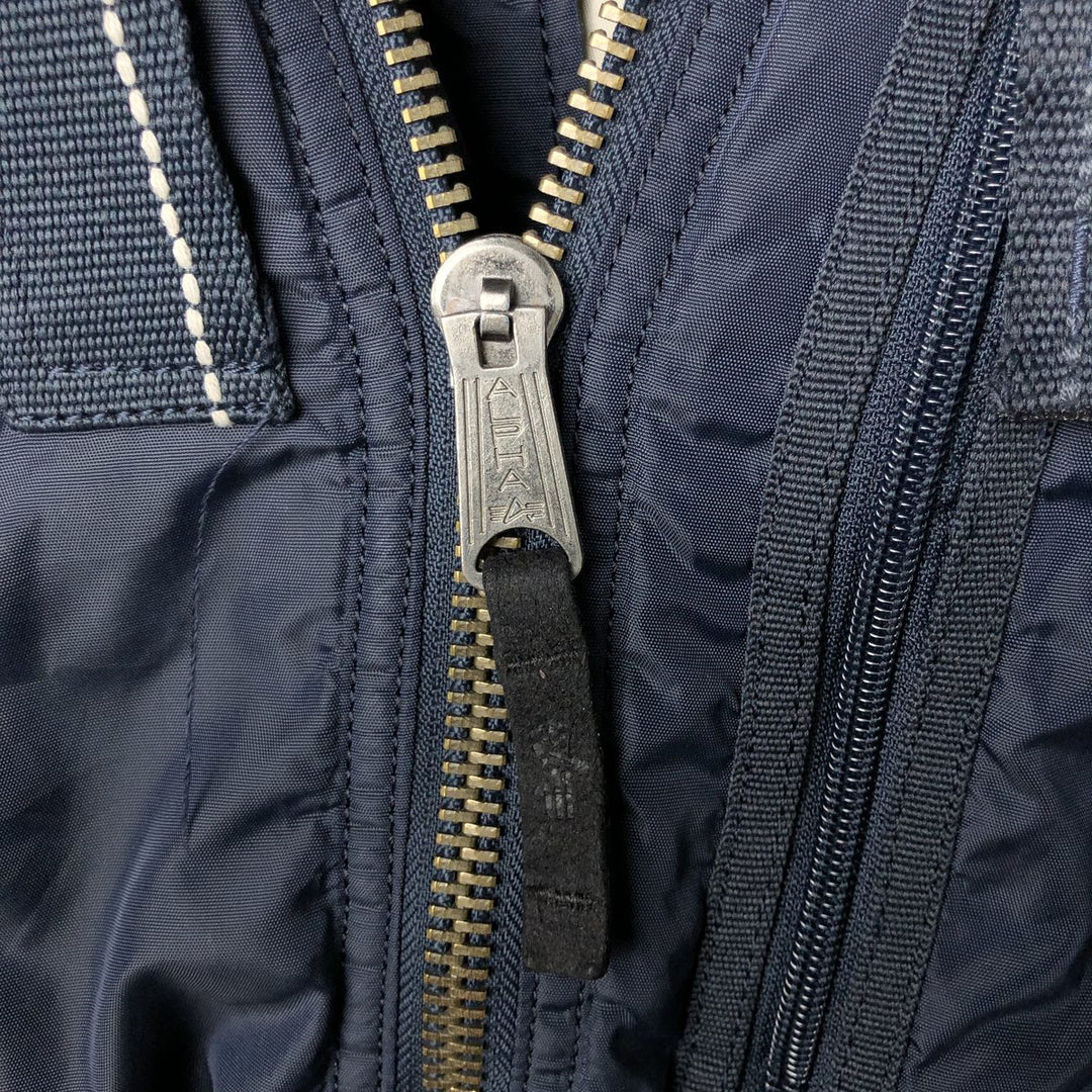 Alpha ALPHA Men's Padded Military Jacket (XXL) Nylon navy blue type Vintage Second Hand