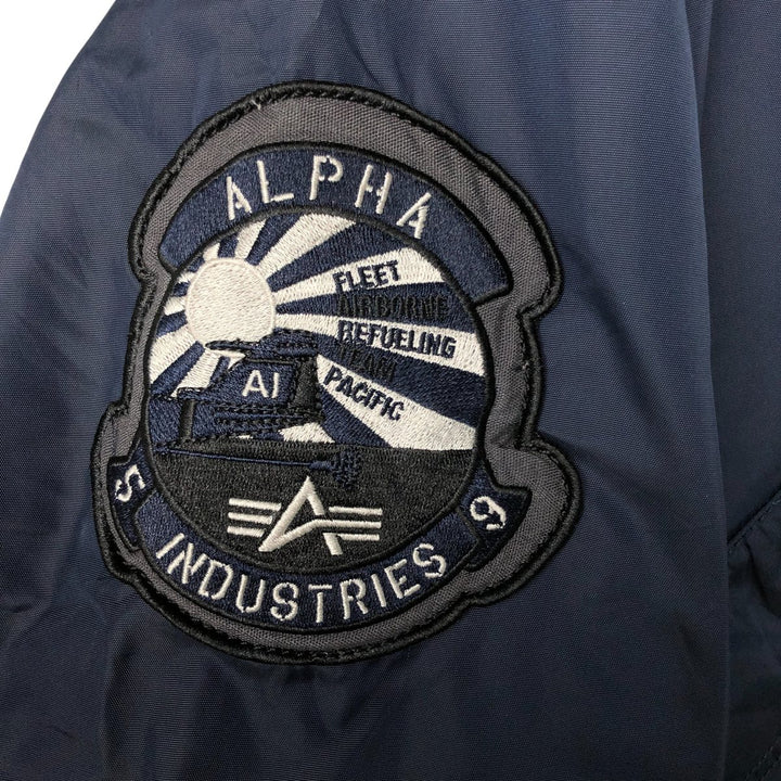 Alpha ALPHA Men's Padded Military Jacket (XXL) Nylon navy blue type Vintage Second Hand