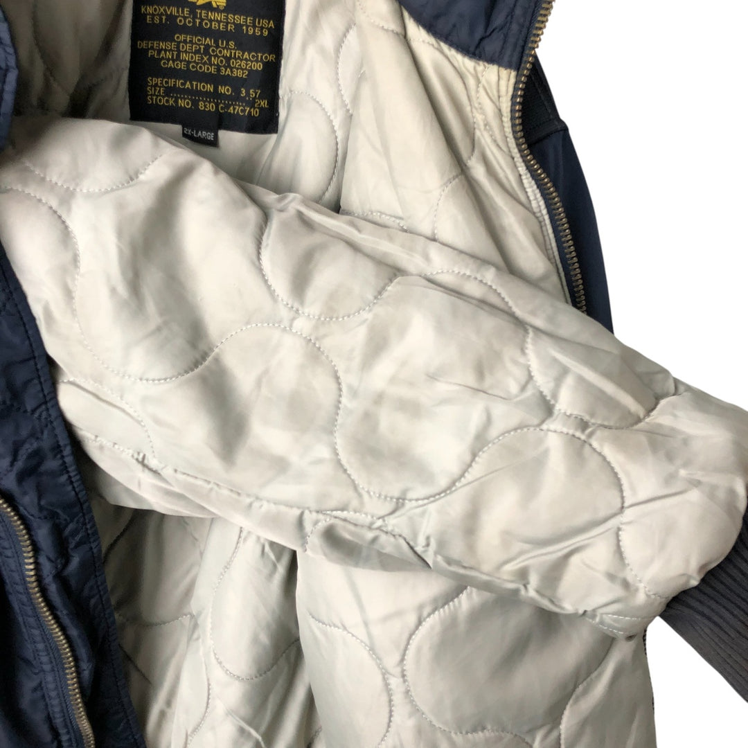 Alpha ALPHA Men's Padded Military Jacket (XXL) Nylon navy blue type Vintage Second Hand