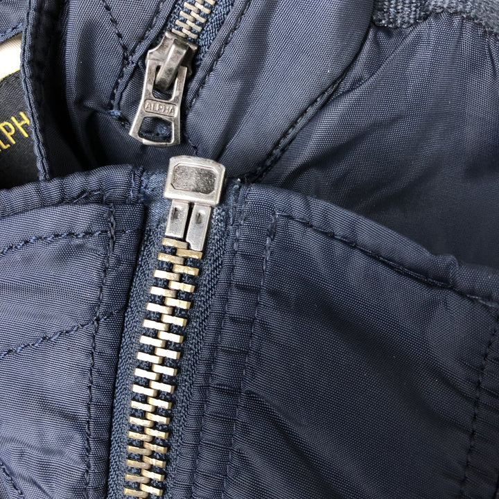 Alpha ALPHA Men's Padded Military Jacket (XXL) Nylon navy blue type Vintage Second Hand