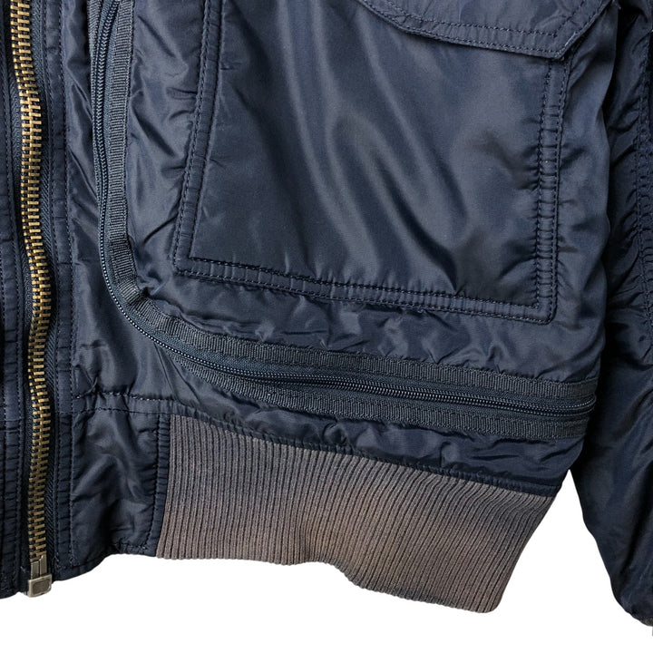 Alpha ALPHA Men's Padded Military Jacket (XXL) Nylon navy blue type Vintage Second Hand