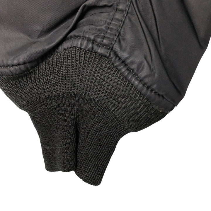 Alpha MA-1 style padded hooded military flight jacket, made in the USA, men's size L. Nylon black type Vintage Second Hand