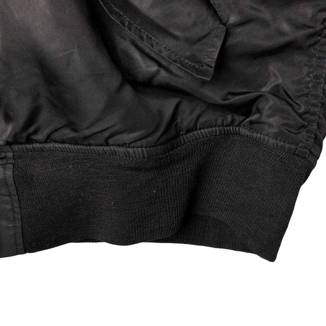 Alpha MA-1 style padded hooded military flight jacket, made in the USA, men's size L. Nylon black type Vintage Second Hand