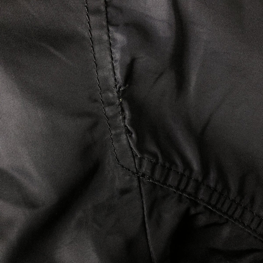 Alpha MA-1 style padded hooded military flight jacket, made in the USA, men's size L. Nylon black type Vintage Second Hand