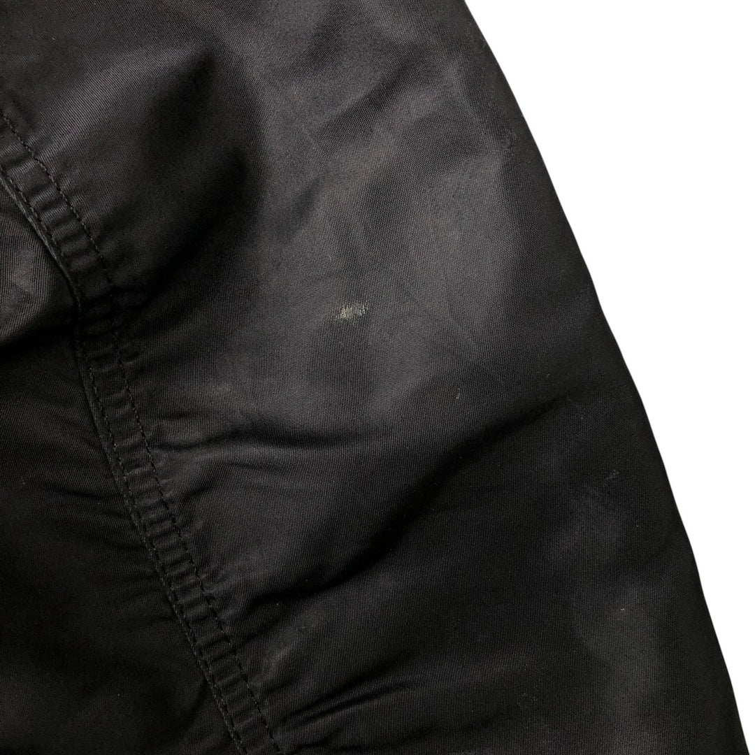 Alpha MA-1 style padded hooded military flight jacket, made in the USA, men's size L. Nylon black type Vintage Second Hand