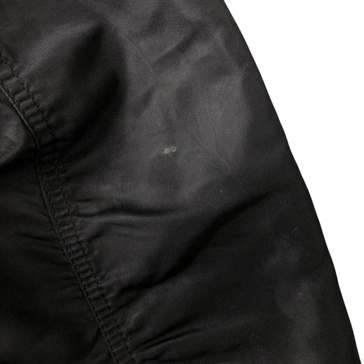 Alpha MA-1 style padded hooded military flight jacket, made in the USA, men's size L. Nylon black type Vintage Second Hand