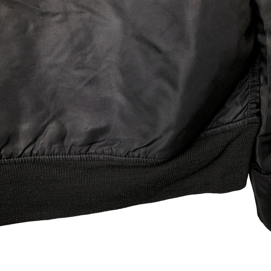 Alpha MA-1 style padded hooded military flight jacket, made in the USA, men's size L. Nylon black type Vintage Second Hand