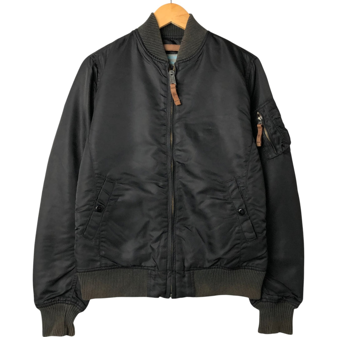 Civilian Alpha MA-1 style padded military flight jacket, men's size L Nylon black type Vintage Second Hand