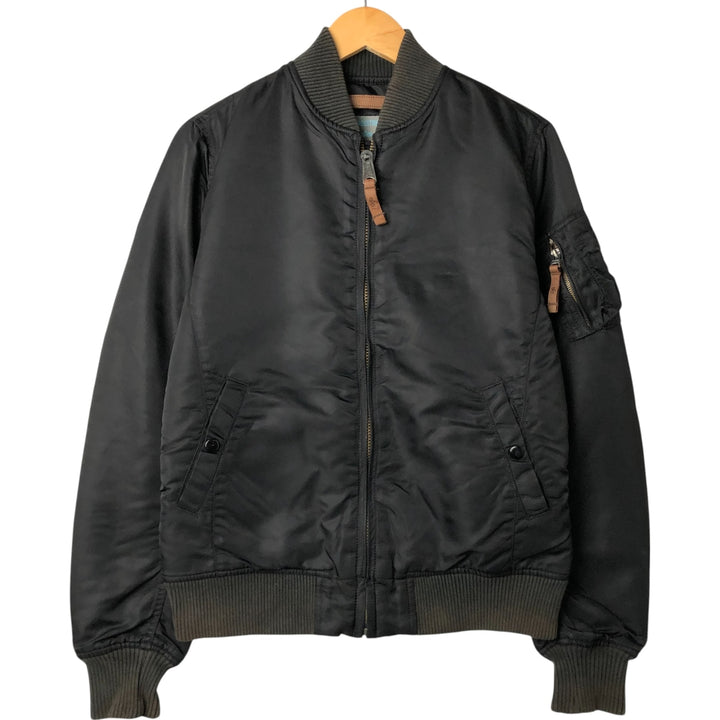 Civilian Alpha MA-1 style padded military flight jacket, men's size L Nylon black type Vintage Second Hand