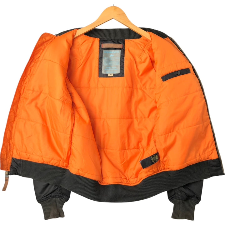 Civilian Alpha MA-1 style padded military flight jacket, men's size L Nylon black type Vintage Second Hand