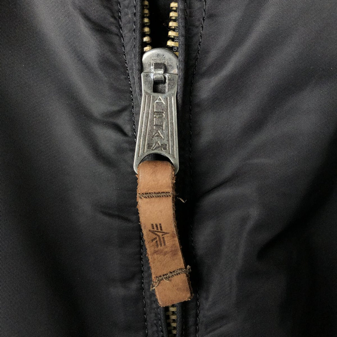 Civilian Alpha MA-1 style padded military flight jacket, men's size L Nylon black type Vintage Second Hand