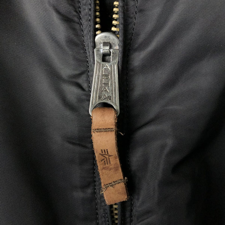 Civilian Alpha MA-1 style padded military flight jacket, men's size L Nylon black type Vintage Second Hand