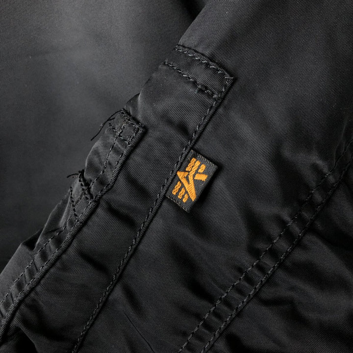 Civilian Alpha MA-1 style padded military flight jacket, men's size L Nylon black type Vintage Second Hand