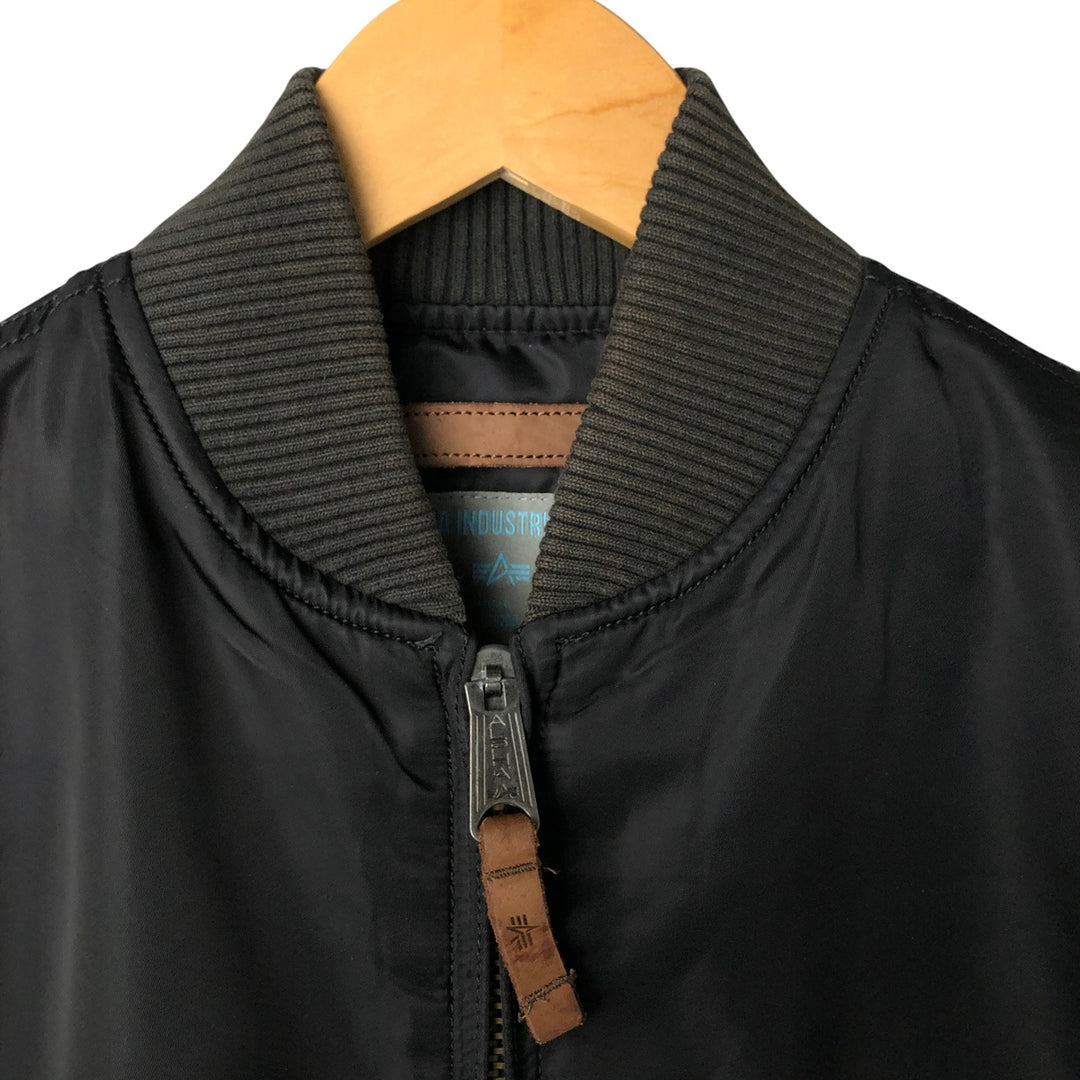 Civilian Alpha MA-1 style padded military flight jacket, men's size L Nylon black type Vintage Second Hand