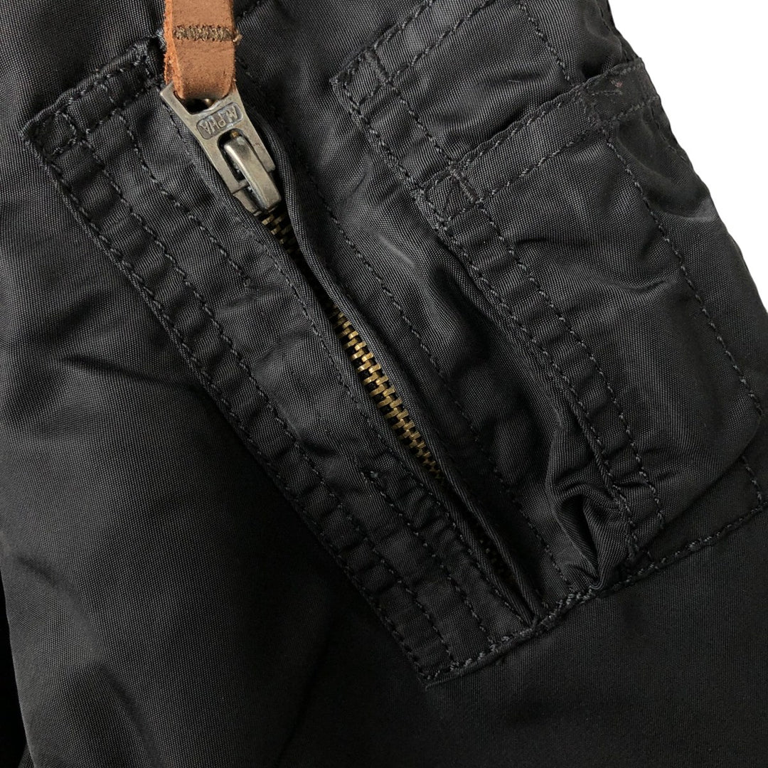 Civilian Alpha MA-1 style padded military flight jacket, men's size L Nylon black type Vintage Second Hand