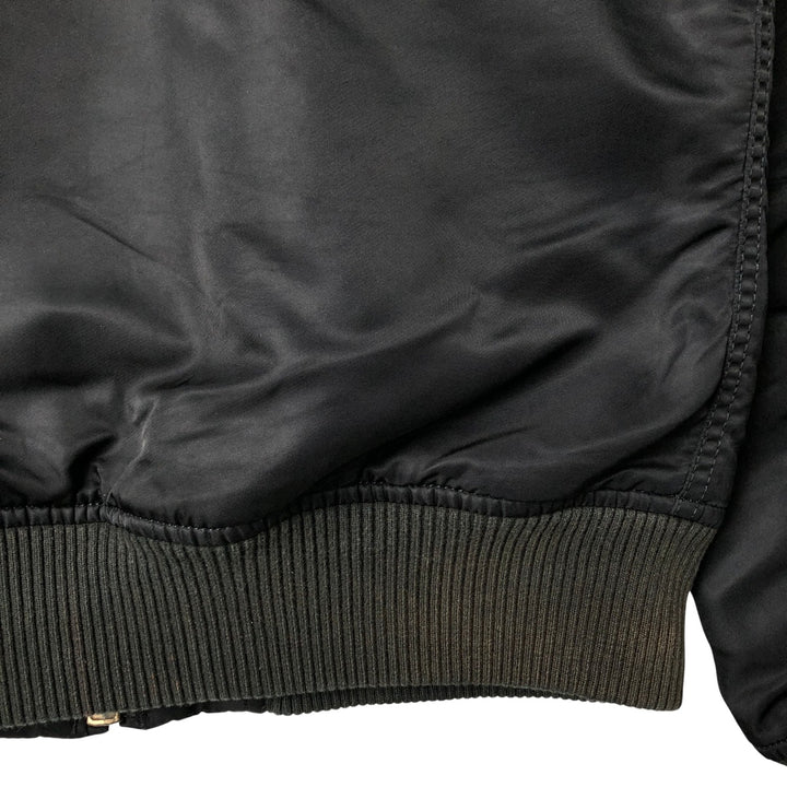 Civilian Alpha MA-1 style padded military flight jacket, men's size L Nylon black type Vintage Second Hand