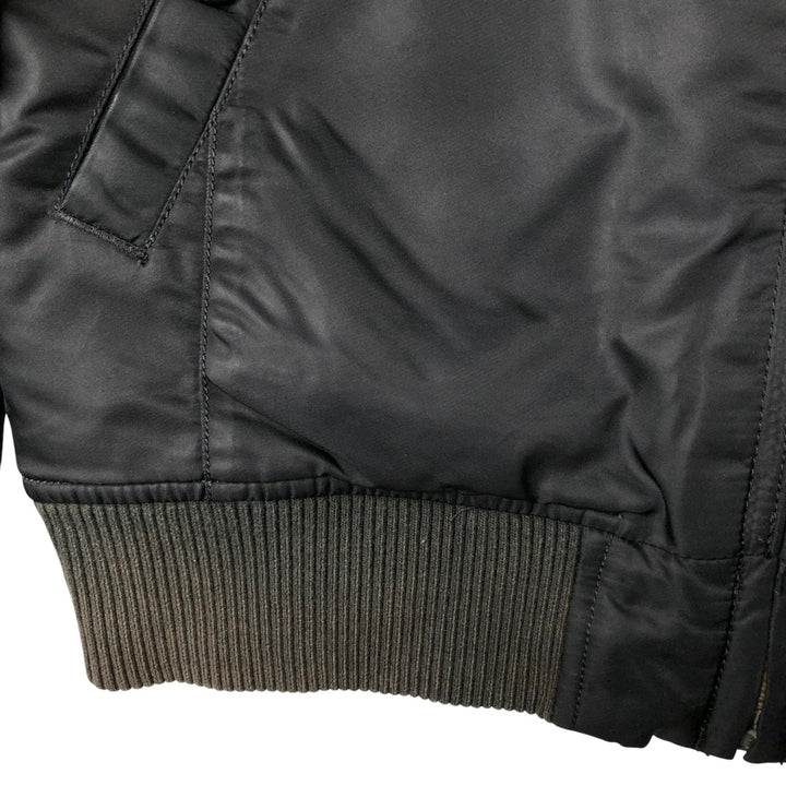 Civilian Alpha MA-1 style padded military flight jacket, men's size L Nylon black type Vintage Second Hand