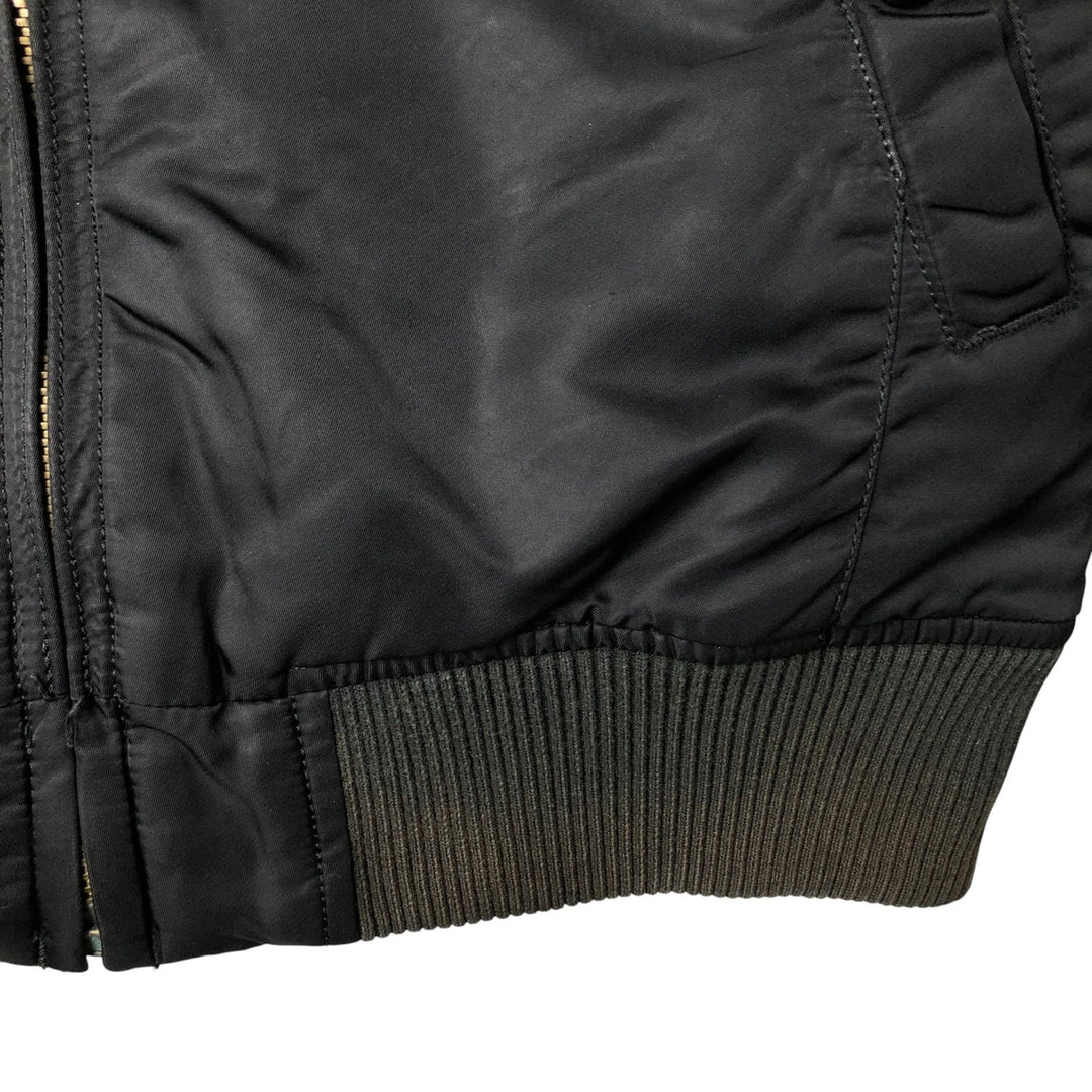Civilian Alpha MA-1 style padded military flight jacket, men's size L Nylon black type Vintage Second Hand