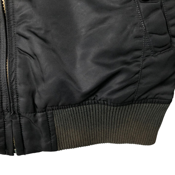 Civilian Alpha MA-1 style padded military flight jacket, men's size L Nylon black type Vintage Second Hand