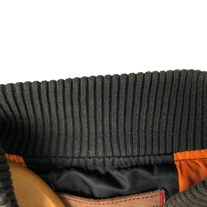 Civilian Alpha MA-1 style padded military flight jacket, men's size L Nylon black type Vintage Second Hand