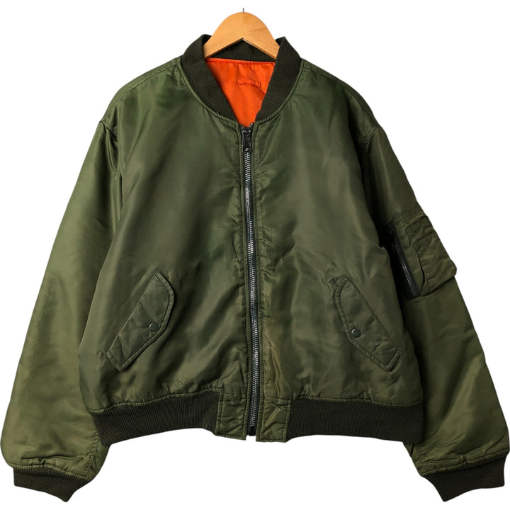 Civilian PRESTIGE APPAREL MFG MA-1 Style Padded Military Flight Jacket, Men's Size XL, Vintage Nylon Khaki type Vintage Second Hand