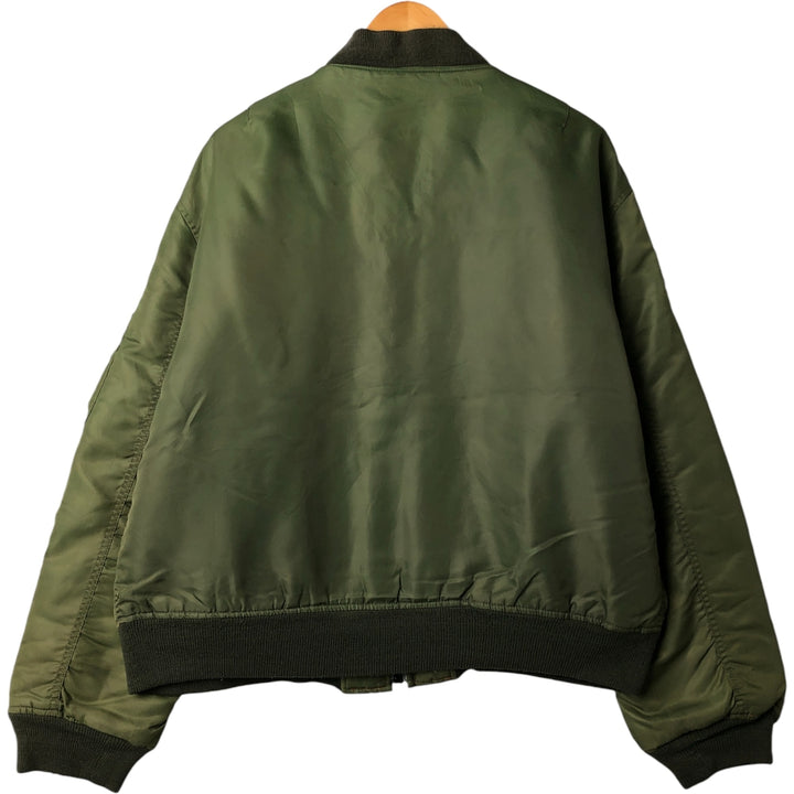 Civilian PRESTIGE APPAREL MFG MA-1 Style Padded Military Flight Jacket, Men's Size XL, Vintage Nylon Khaki type Vintage Second Hand