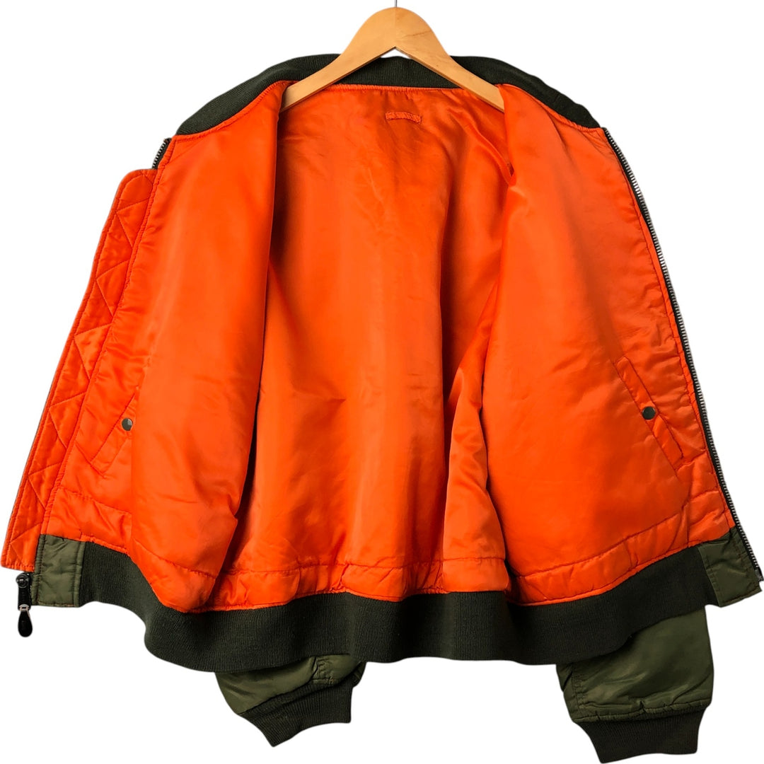 Civilian PRESTIGE APPAREL MFG MA-1 Style Padded Military Flight Jacket, Men's Size XL, Vintage Nylon Khaki type Vintage Second Hand