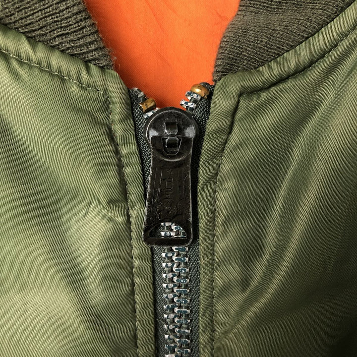 Civilian PRESTIGE APPAREL MFG MA-1 Style Padded Military Flight Jacket, Men's Size XL, Vintage Nylon Khaki type Vintage Second Hand