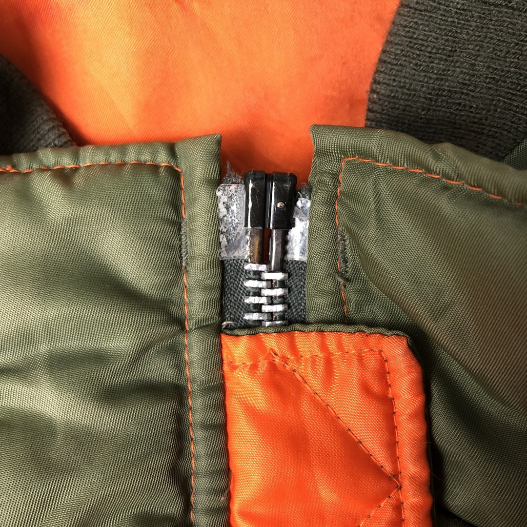 Civilian PRESTIGE APPAREL MFG MA-1 Style Padded Military Flight Jacket, Men's Size XL, Vintage Nylon Khaki type Vintage Second Hand