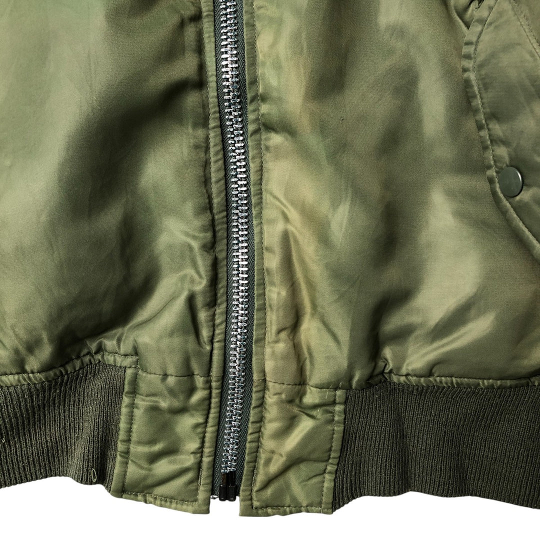 Civilian PRESTIGE APPAREL MFG MA-1 Style Padded Military Flight Jacket, Men's Size XL, Vintage Nylon Khaki type Vintage Second Hand