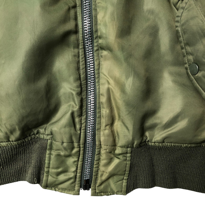 Civilian PRESTIGE APPAREL MFG MA-1 Style Padded Military Flight Jacket, Men's Size XL, Vintage Nylon Khaki type Vintage Second Hand