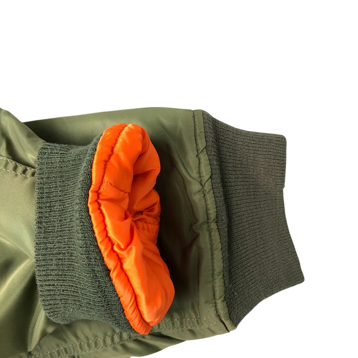 Civilian PRESTIGE APPAREL MFG MA-1 Style Padded Military Flight Jacket, Men's Size XL, Vintage Nylon Khaki type Vintage Second Hand