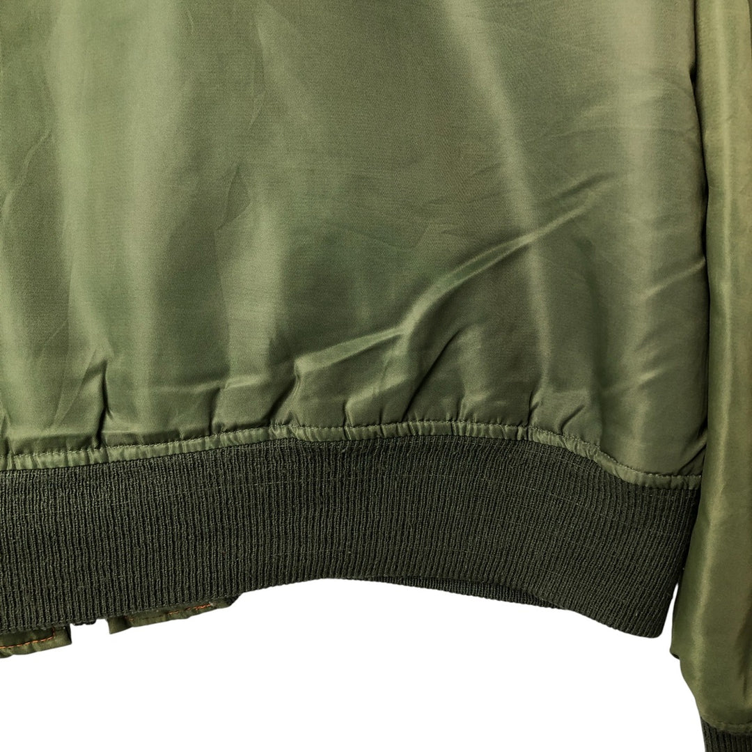 Civilian PRESTIGE APPAREL MFG MA-1 Style Padded Military Flight Jacket, Men's Size XL, Vintage Nylon Khaki type Vintage Second Hand