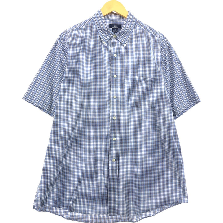 Brooks Brothers 346 short sleeve button down check shirt, men's size L cotton blue type Vintage Second Hand