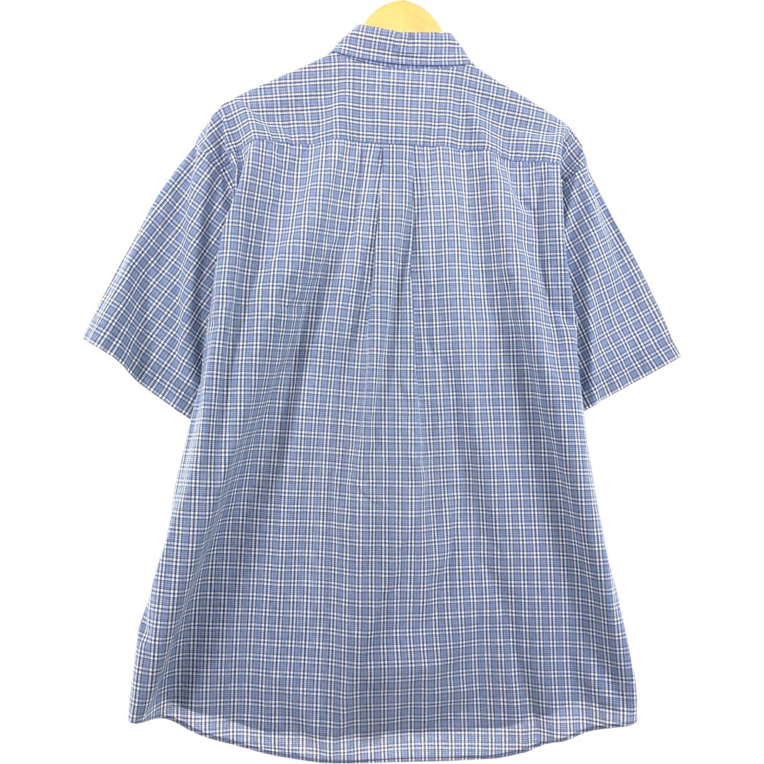 Brooks Brothers 346 short sleeve button down check shirt, men's size L cotton blue type Vintage Second Hand