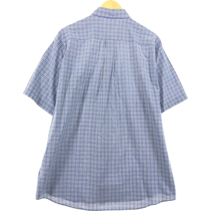 Brooks Brothers 346 short sleeve button down check shirt, men's size L cotton blue type Vintage Second Hand