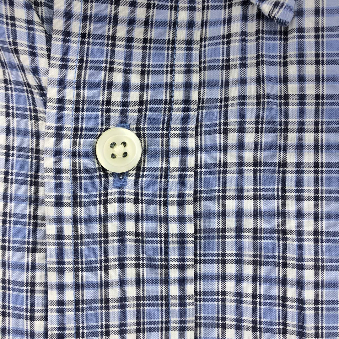 Brooks Brothers 346 short sleeve button down check shirt, men's size L cotton blue type Vintage Second Hand